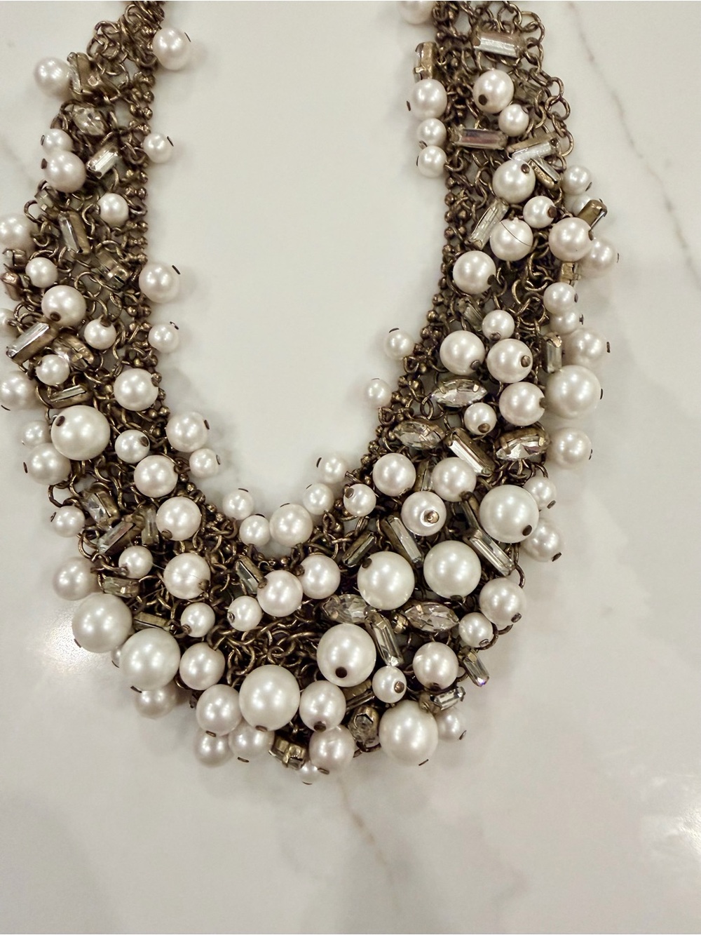 Stella & Dot Pearl Statement Bib Necklace